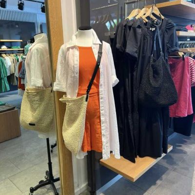 sommerlicher Leinenlook in orange + weiß
